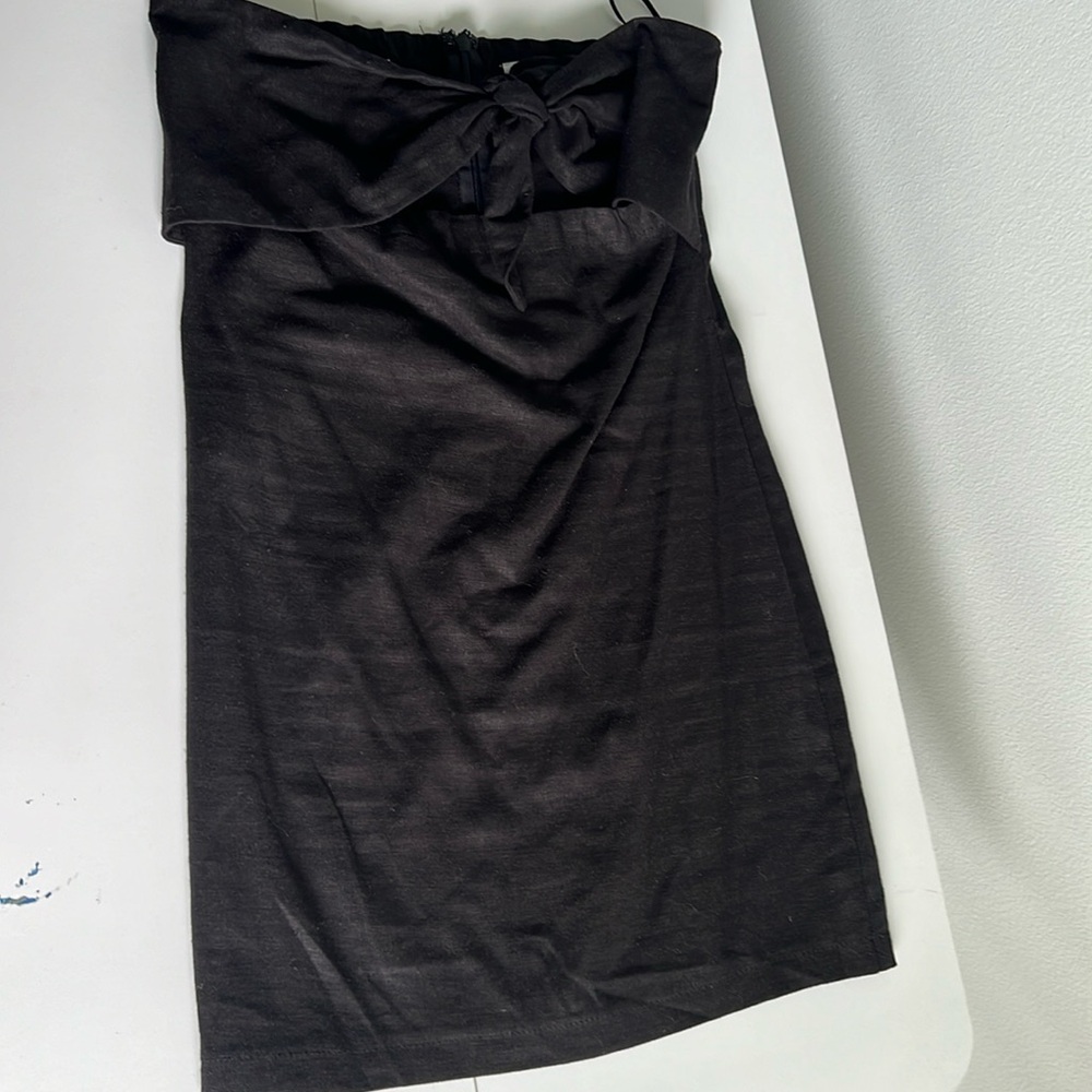 Linen strapless mini dress